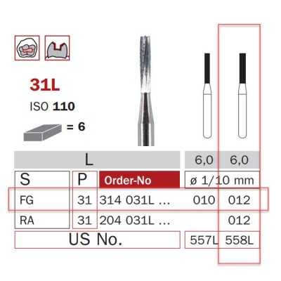 Carbide Bur, FG 012, Long...
